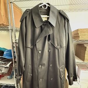 Men's Vintage London Fog Towne Black Trench Coat  - Size 50 LONG